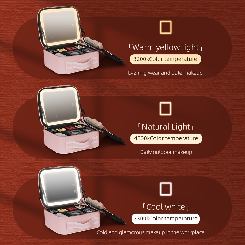 Smart Led Makeup Bag With Mirror Lights Large Capacity