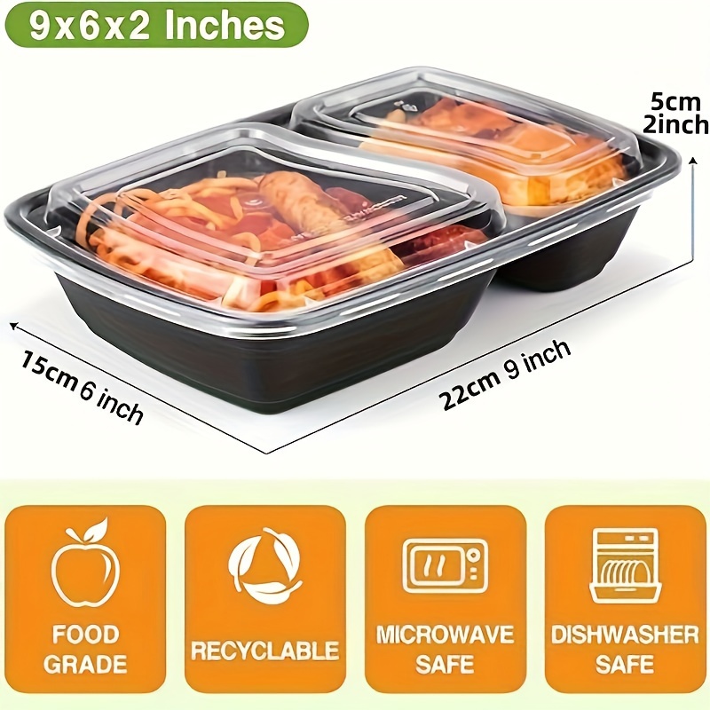 Meal Prep Containers With Lids 2 Compartments Food Storage - Temu