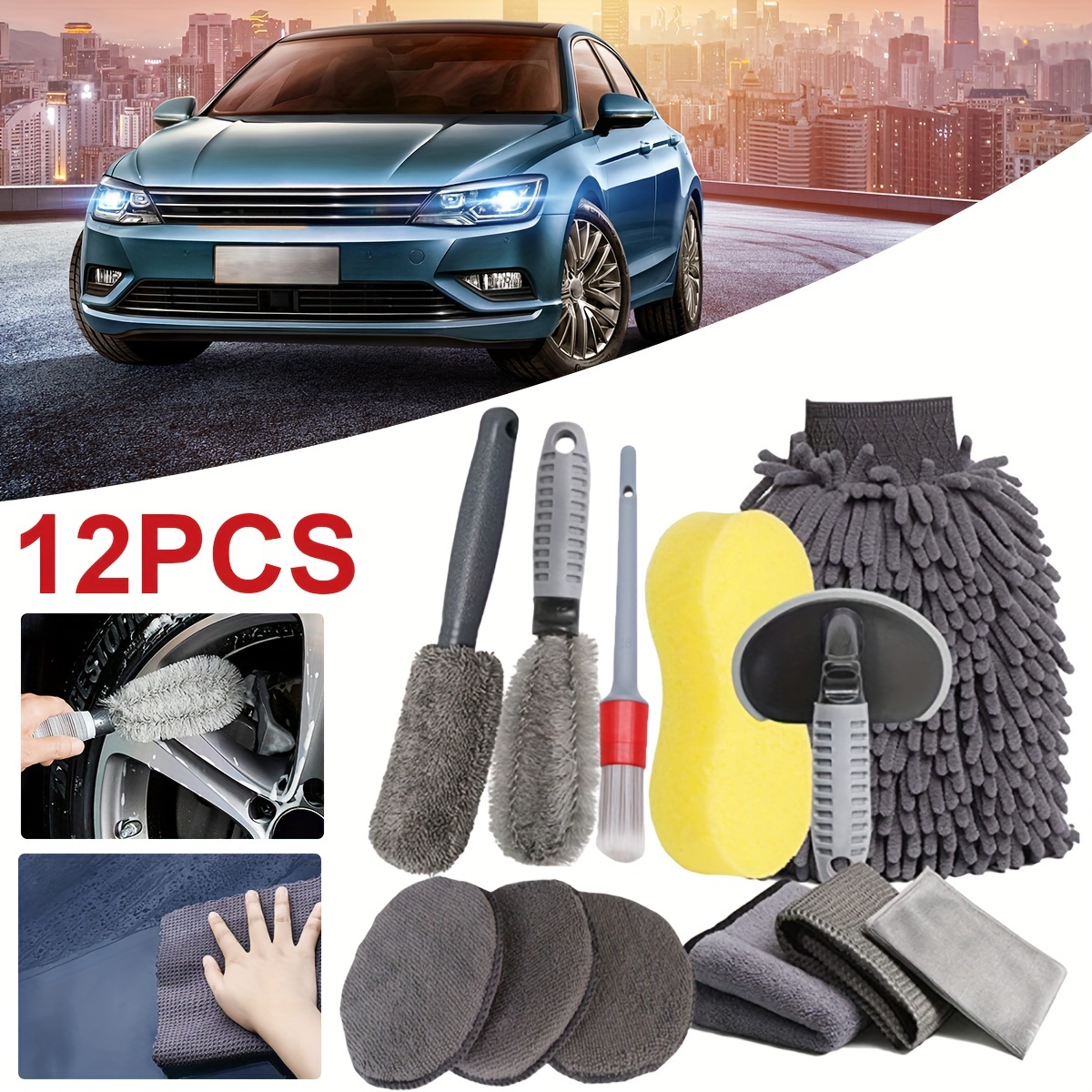  Car Wash Cleaning Kit with Foam Gun Sprayer, Car Wash Brush  with Long Handle, Car Detailing Kit, Car Cleaning Supplies Tools With Wheel  Drill Brush Set, Mop, Bucket, Wash Mitt, Interior