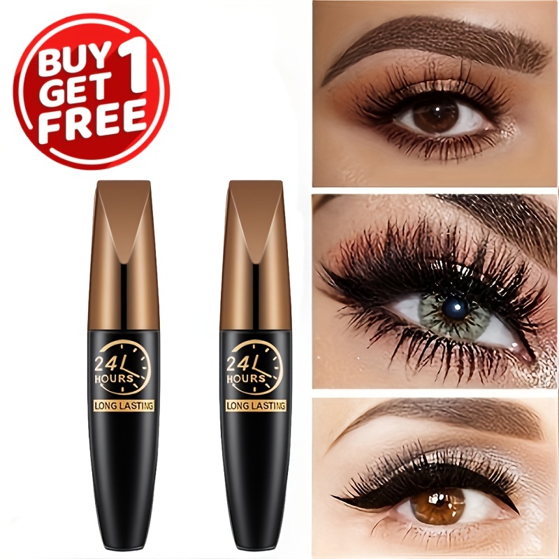 

[buy 1 Get 1 Free] Silk Fiber Lash Mascara Waterproof Mascara For Eyelash Extension Black Thick Eye Lashes Curler Cosmetic, Mother's Day Gifts For Women