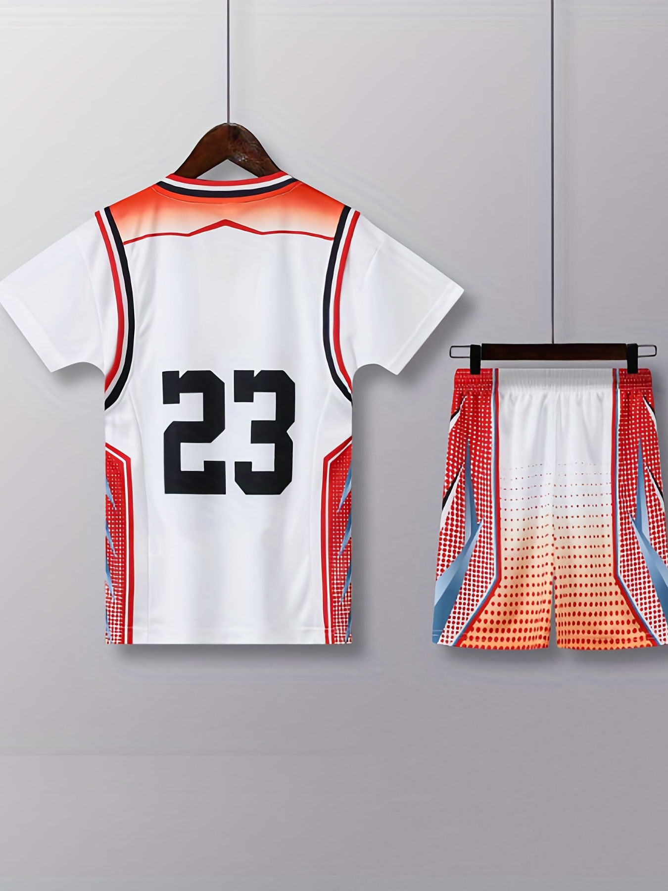 Short Sleeved V Neck Basketball Graphic Fake Two Piece T Shirt