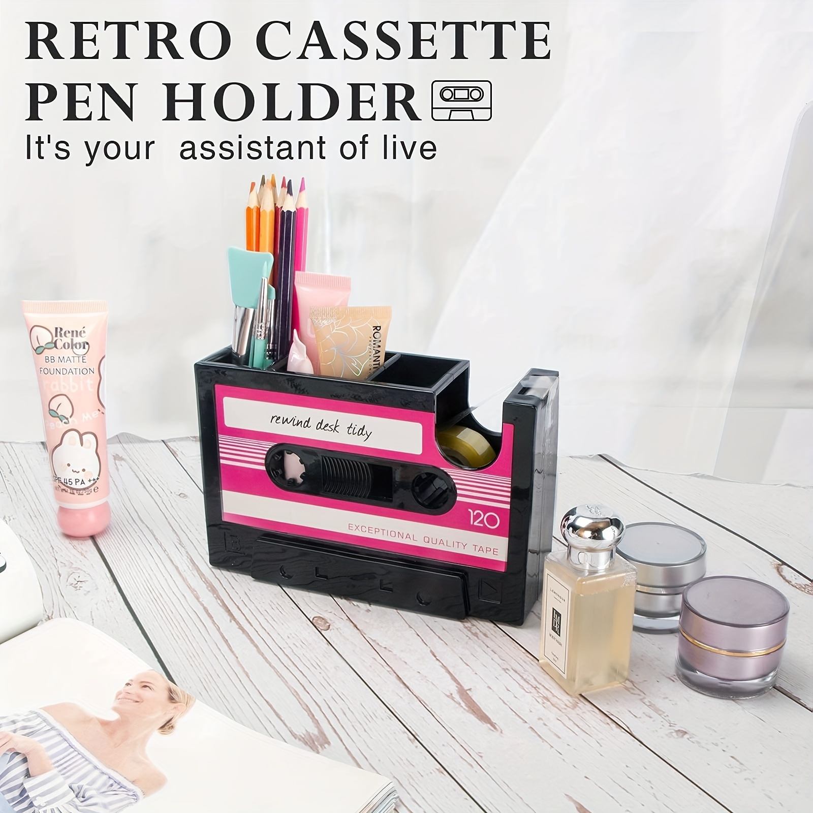  FTC Novelty Cassette Tape Dispenser, Retro Supply Holder for  Vintage Décor, Cool Office Supplies and Desk Accessories - 6.70 x 1.98 x  4.53 (Retro Mix Tape) : Office Products