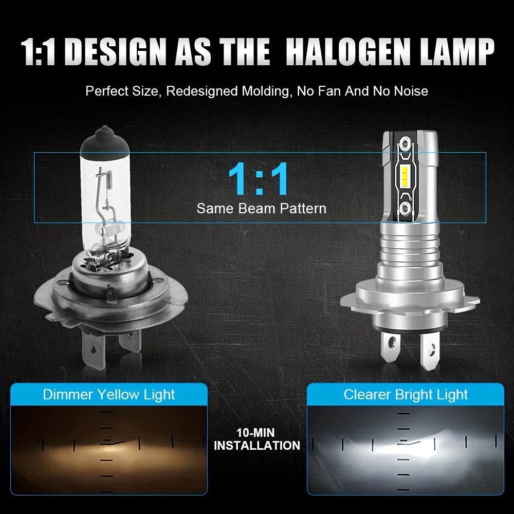  H7 Led Headlight Bulbs, Canbus Error Free H7 Led Light Bulb 80W  18000LM 600% Brighter 6000K White, 1:1 Mini Size 16pcs Chips Led Headlight  Conversion Kit, Plug and Play Led Bulb