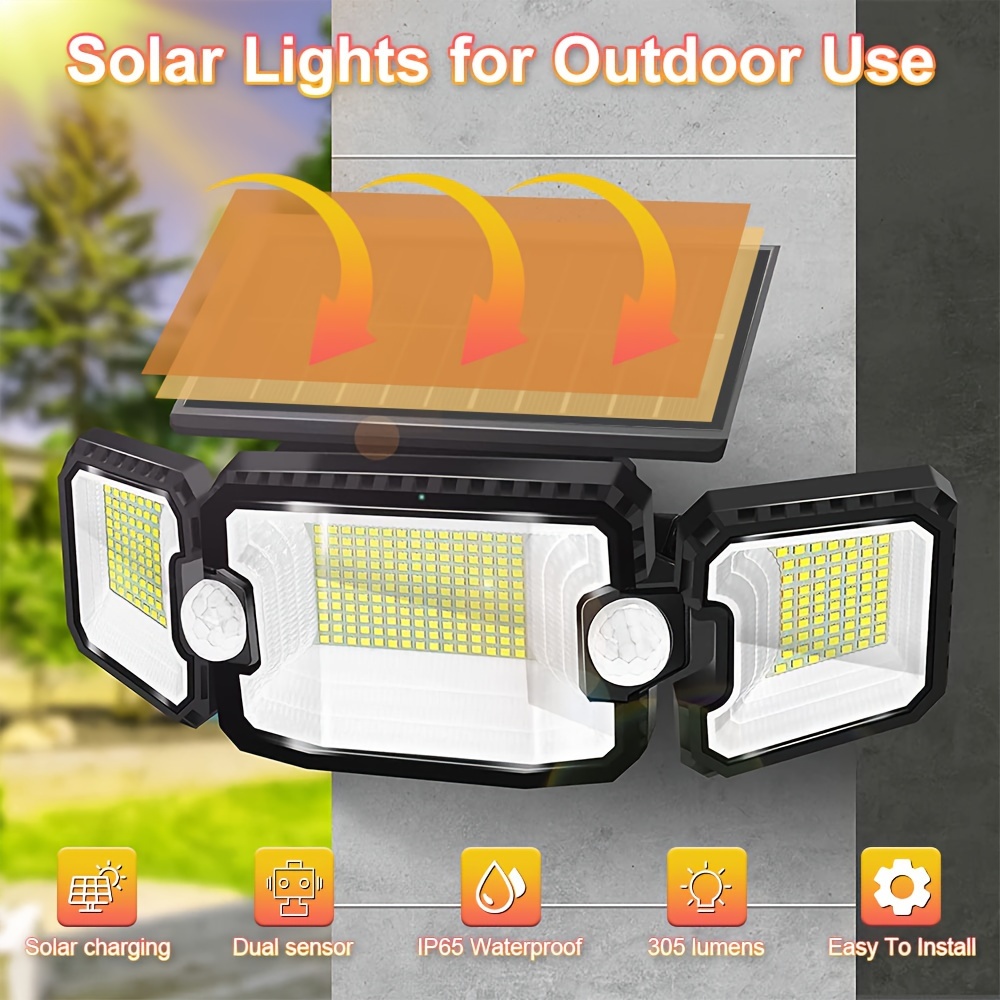Potentes luces solares LED para exteriores con sensor de