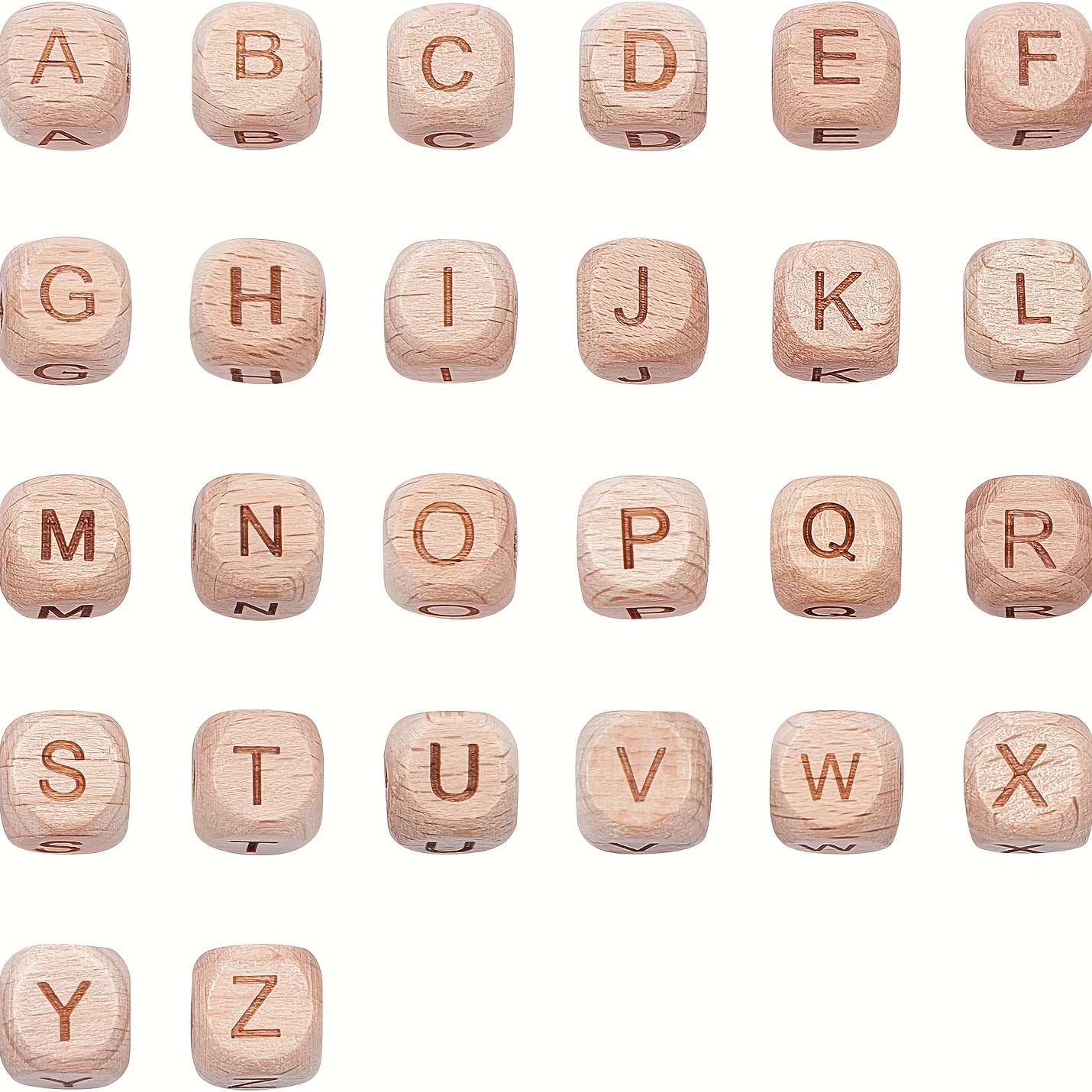 Beech Alphabet Letter Beads 100pc 12mm Square Shape Beech Wood Letter Beads  Necklace Accessory DIY Jewelry Beads Mix Letter