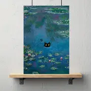 Vintage Monet Canvas Wall Art Famous Oil Paintings Water Lillies Black ...