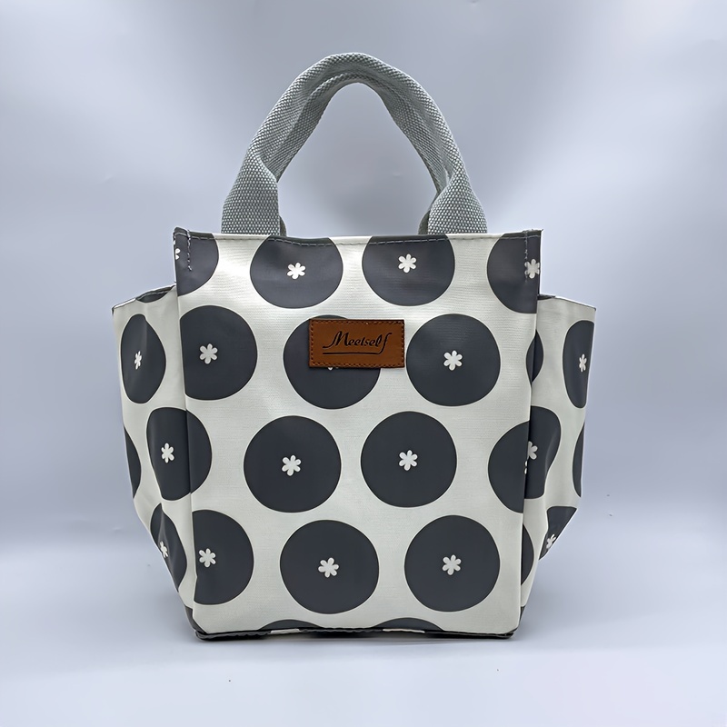 Black And White Checkered Handbags Insulted Lunch Box Bag - Temu