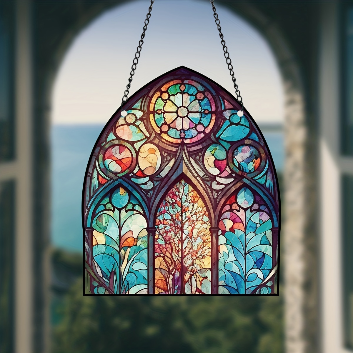 1pc Église Vitrail Suspendus, Décorations Vitrail, Église Suncatcher Pour  Décoration De Fenêtre, Couronne Signe Cadeaux Pour Maman, Pour Intérieur  Extérieur, Économisez Plus Avec Les Offres De