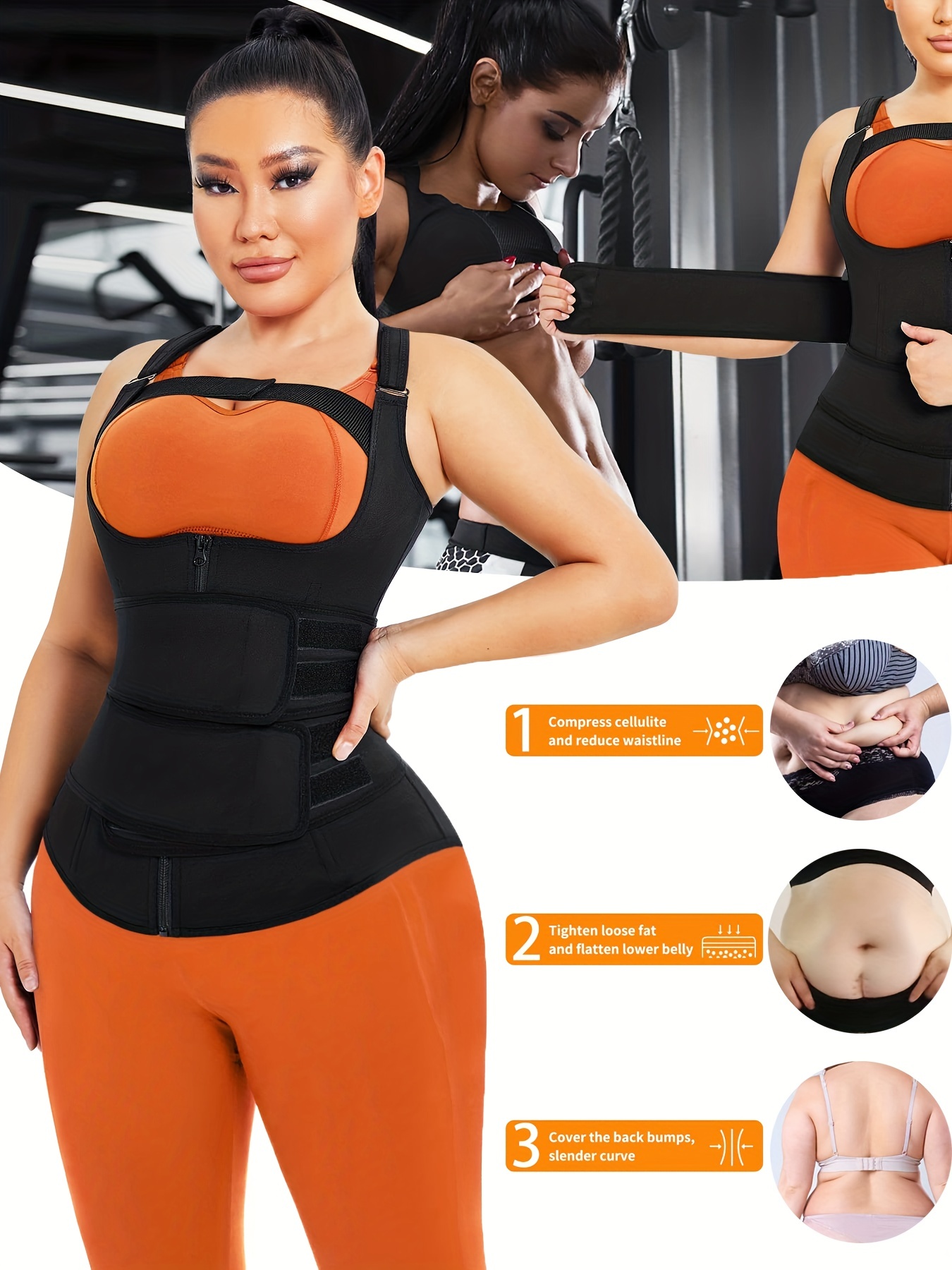 Women Sweat Waist Neoprene Sauna Trainer Vest, Weight Loss Belt Workout  Adjustable Straps Shapewear Tank Tops, Women's Activewear