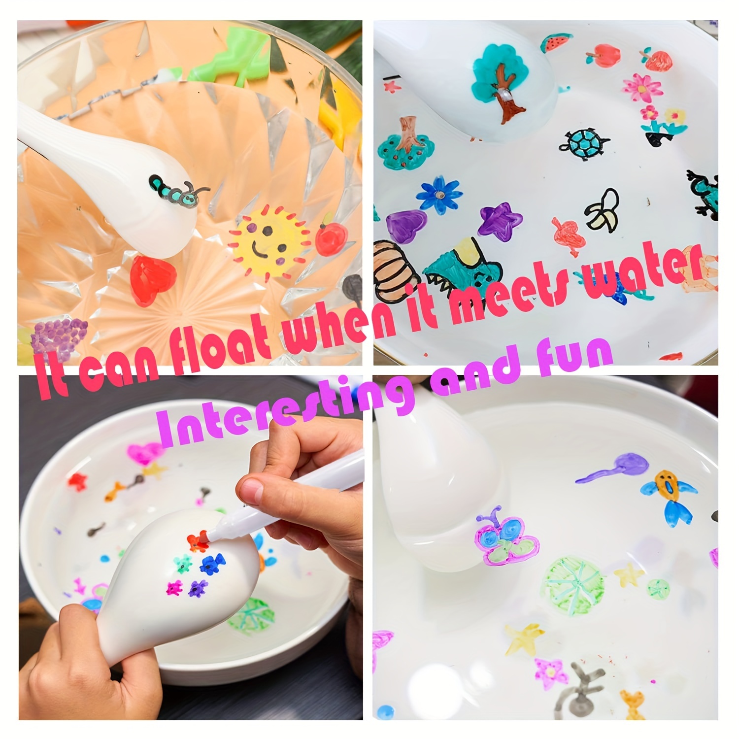 12 couleurs Stylo magique de peinture à l'eau pour les enfants, Magic  Doodle Stylos à dessin Peinture à l'eau qui peut flotter dans l'eau, Stylo  marqueur effaçable avec céramique