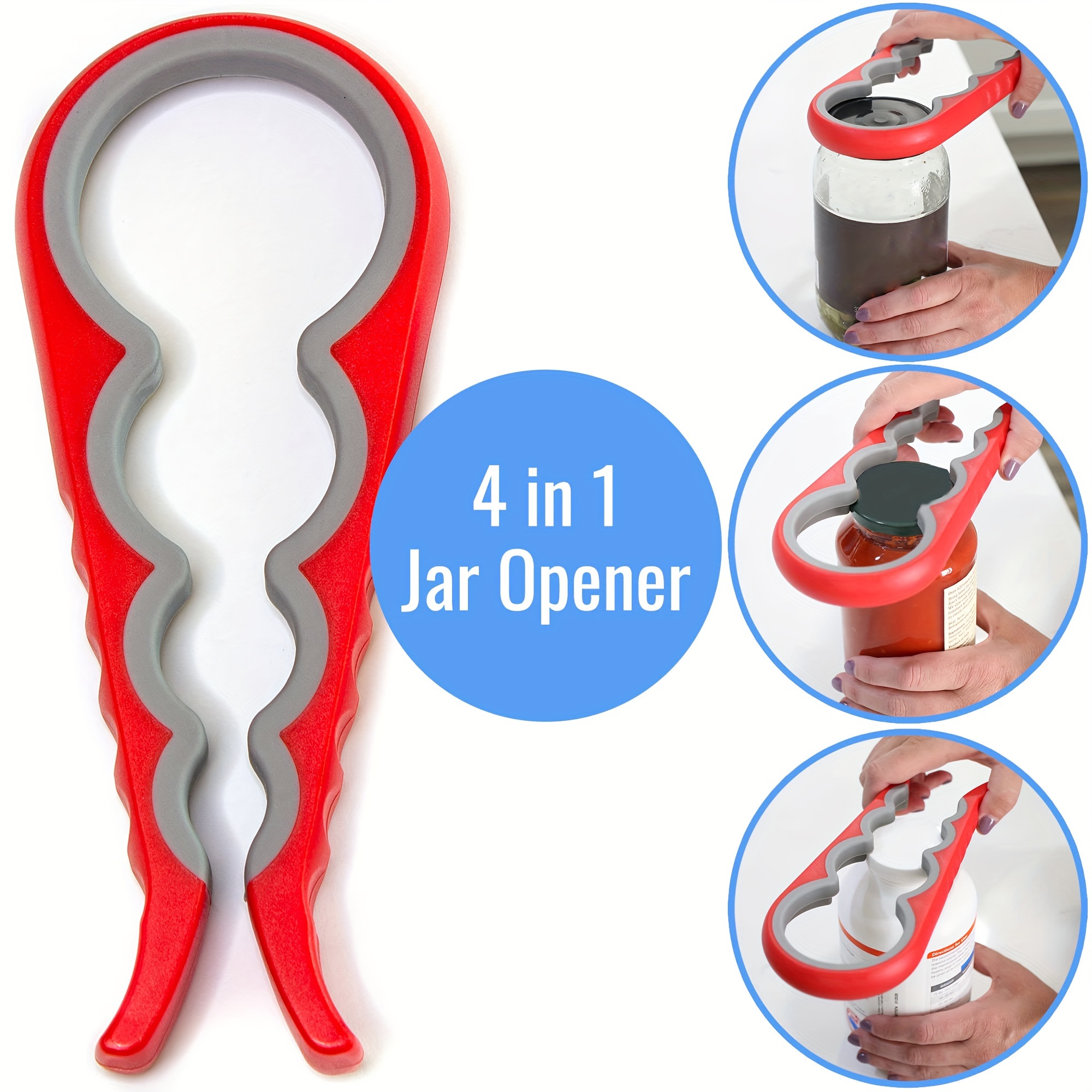1pc Multifunctional 4-in-1 Jar Opener,Jar Gripper,Lid Opener,Can Opener,Bottle  Opener For Arthritic Hands And Weak Hand,Jar Opener For Seniors With  Arthritis,9.06*3.74in/23*9.5cm