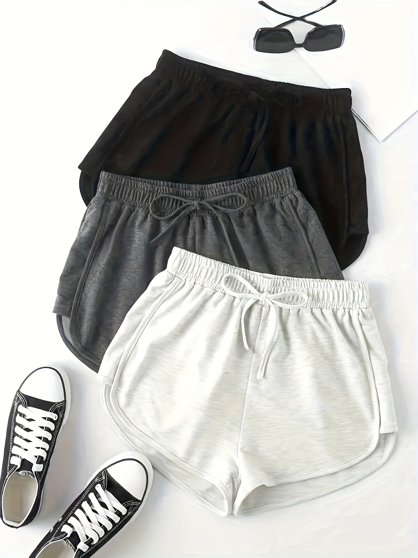 Drawstring Workout Shorts Casual Summer Elastic Waist Shorts - Temu