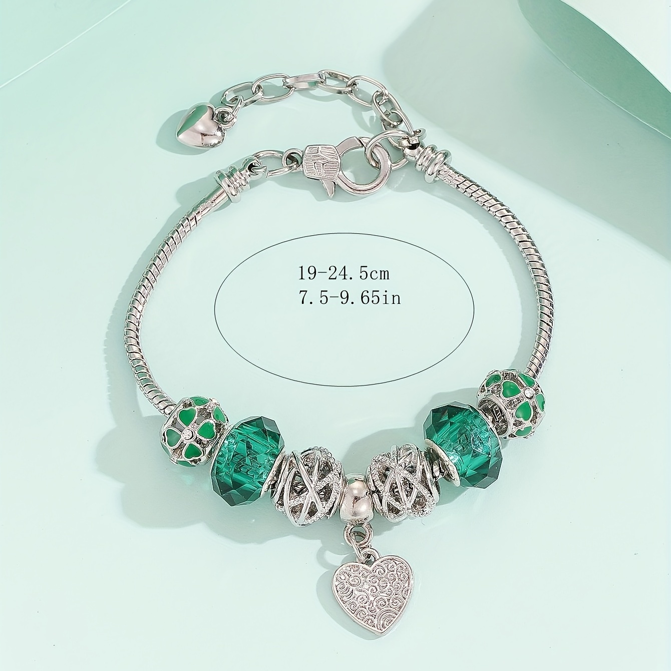 Heart Shape Charm Beaded Bracelet Heart Pattern In Lantern - Temu