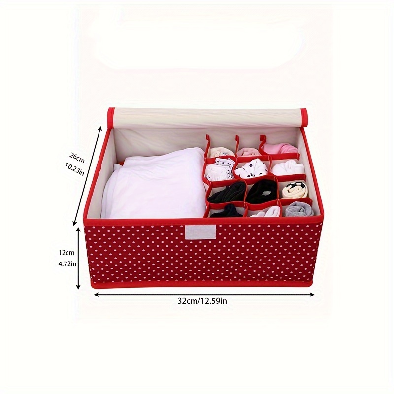 1pc Underwear Storage Box With Lid, Household Panty Socks Sorting Storage  Basket, Bra Underwear Fabric Divided Grid Drawer Box, Household Space Saving