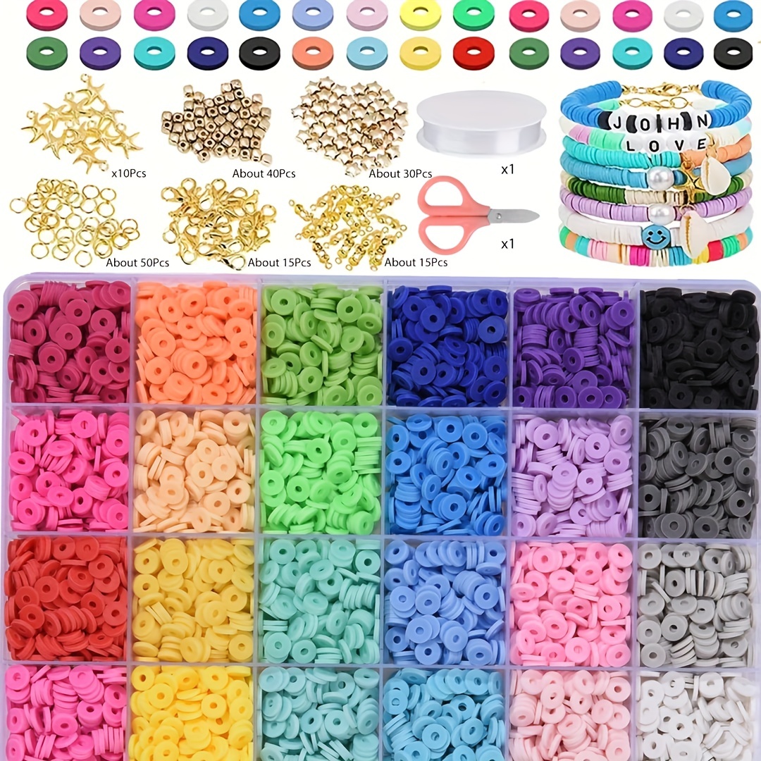 DIY Clay Beads Kit Flat Polymer Clay Spacer Heishi Beads Set for Jewelry  Making Preppy Bracelets Necklace Earring -  Denmark