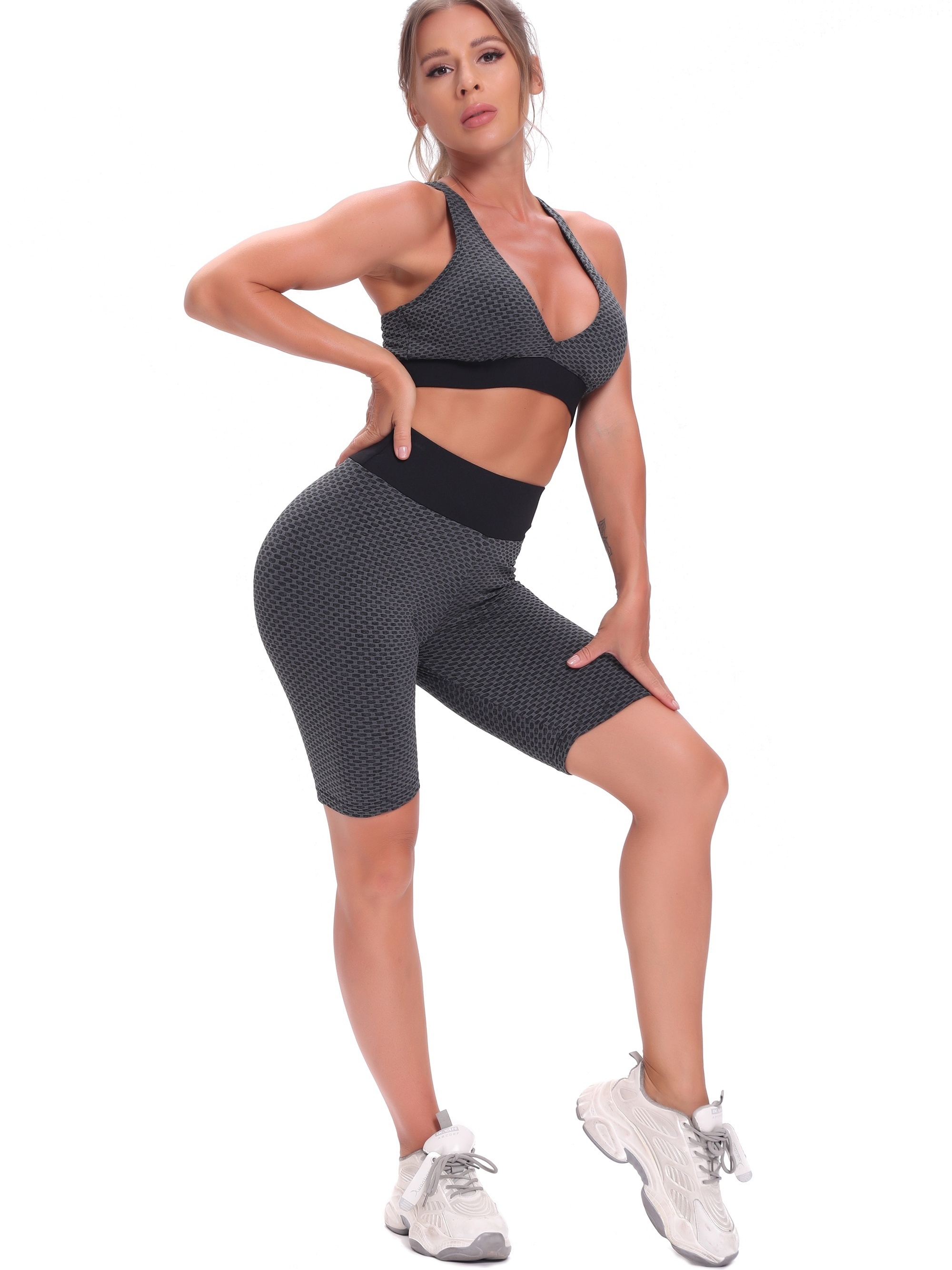 Bubble Jacquard Shorts Fitness High Waist Butt Lifting Pants - Temu Canada