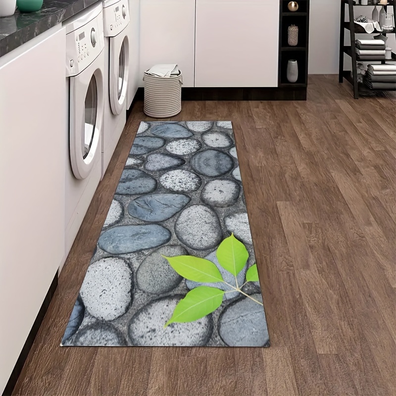 1pc Black River Rock Design Ultra Thick Water-absorbing Bathroom Mat