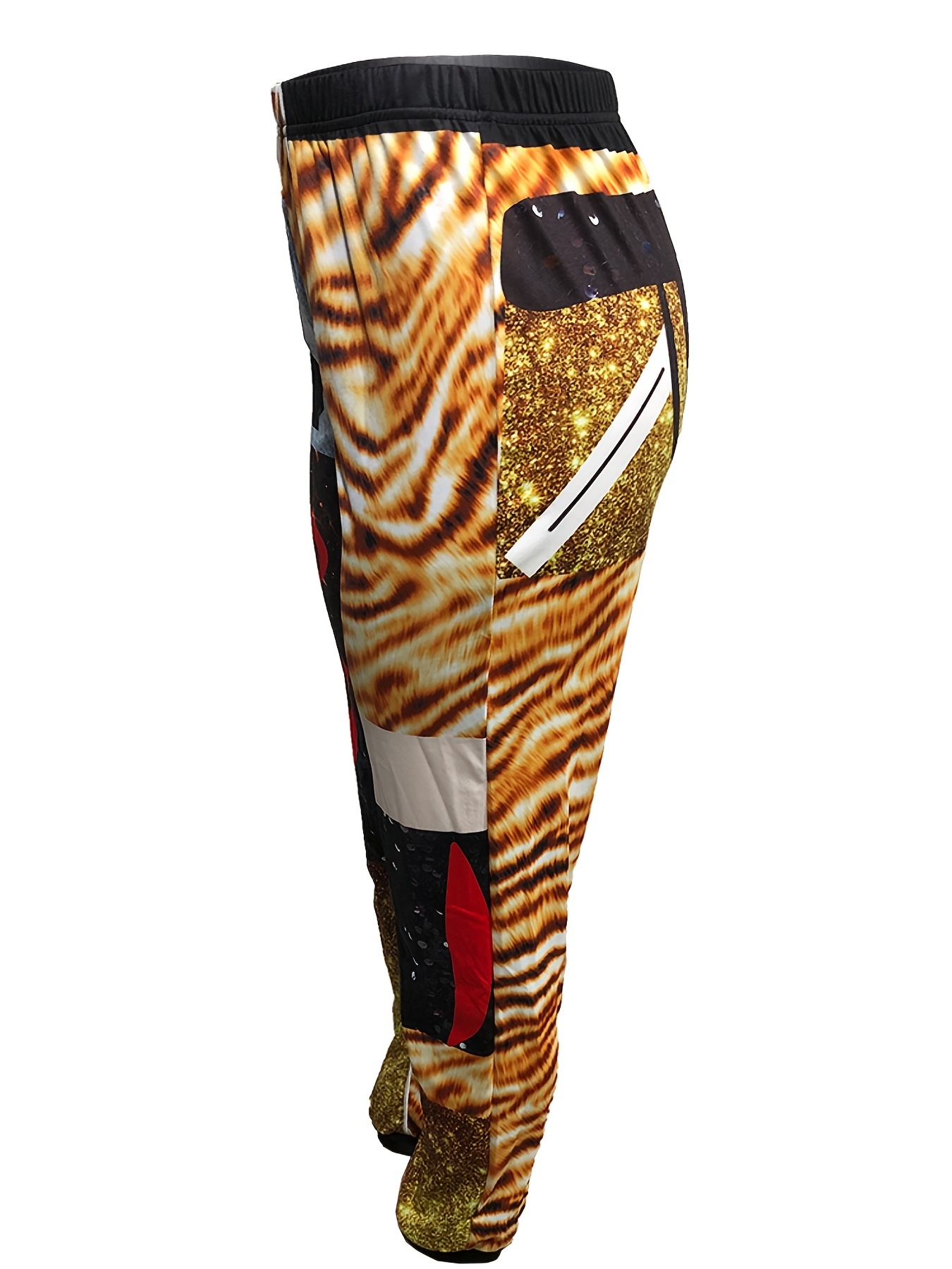 Leopard Print High Waist Pants, Vintage Straight Leg Pants, Women's Clothing