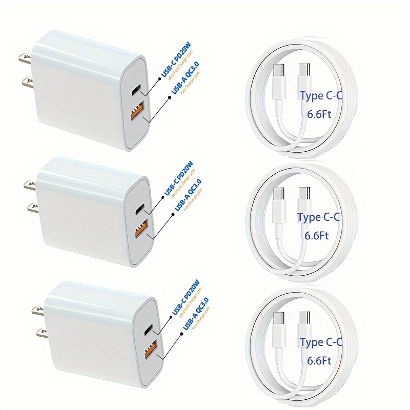  Paquete de 2 cargadores para iPhone 15, 14, 13, 12, 11, cargador  de pared USB C, adaptador de corriente PD de 20 W para iPhone  15/15Pro/15Pro Max/15Plus/14/13/12/11, iPad : Celulares y Accesorios