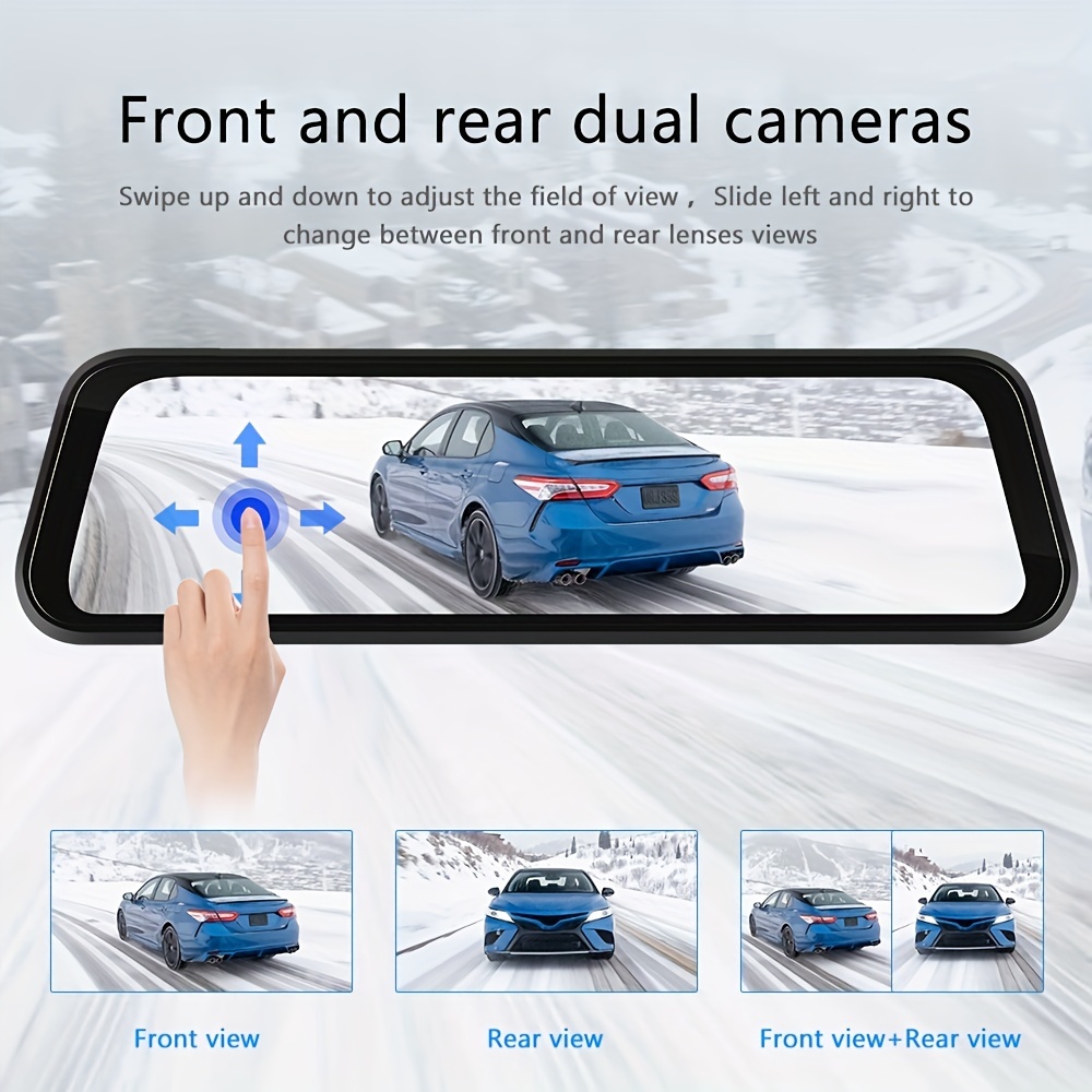 9.66 Dash Cam Mirror Wireless Apple CarPlay Android Auto Front