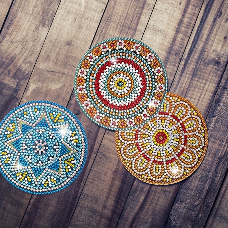 Diamond Painting Coasters With Holder, Diy Mandala Coasters Small