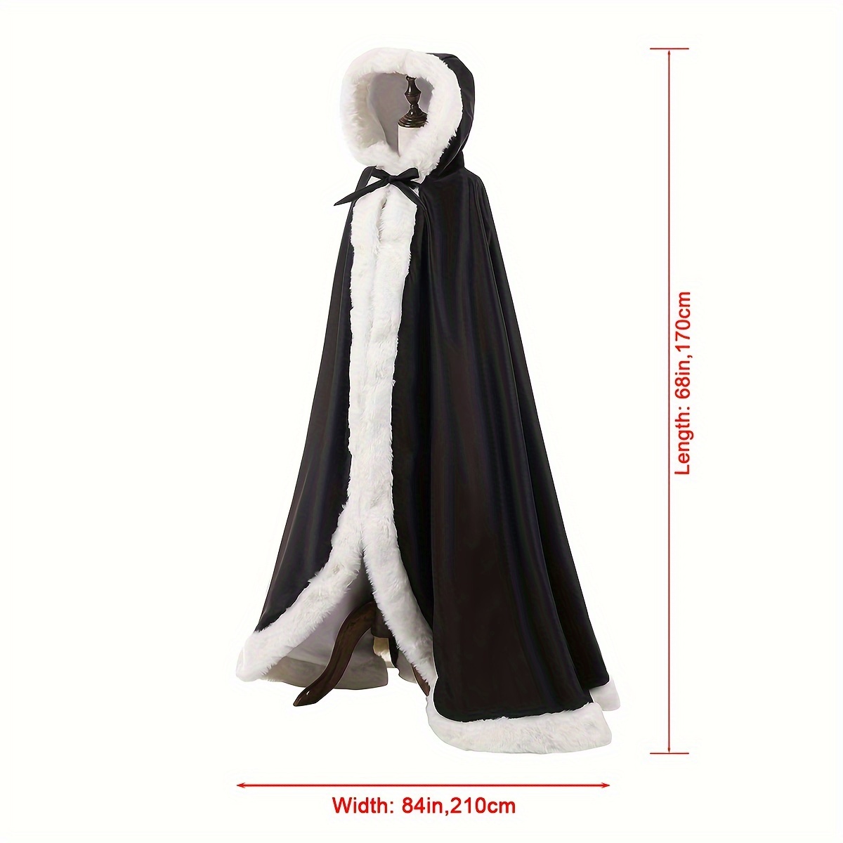 1pc romantic   fur satin artificial fur hooded windproof and warm cloak cape women girls clothing accessories details 13