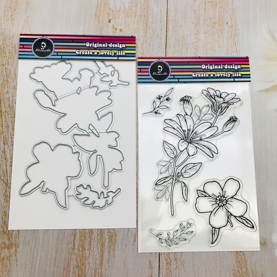 E-shop Alinacutle Blütenblüten Transparente Stempel und Metall-Stanzformen Silikonstempel Transparente Stempel Papierhandwerk Tintenstempel für