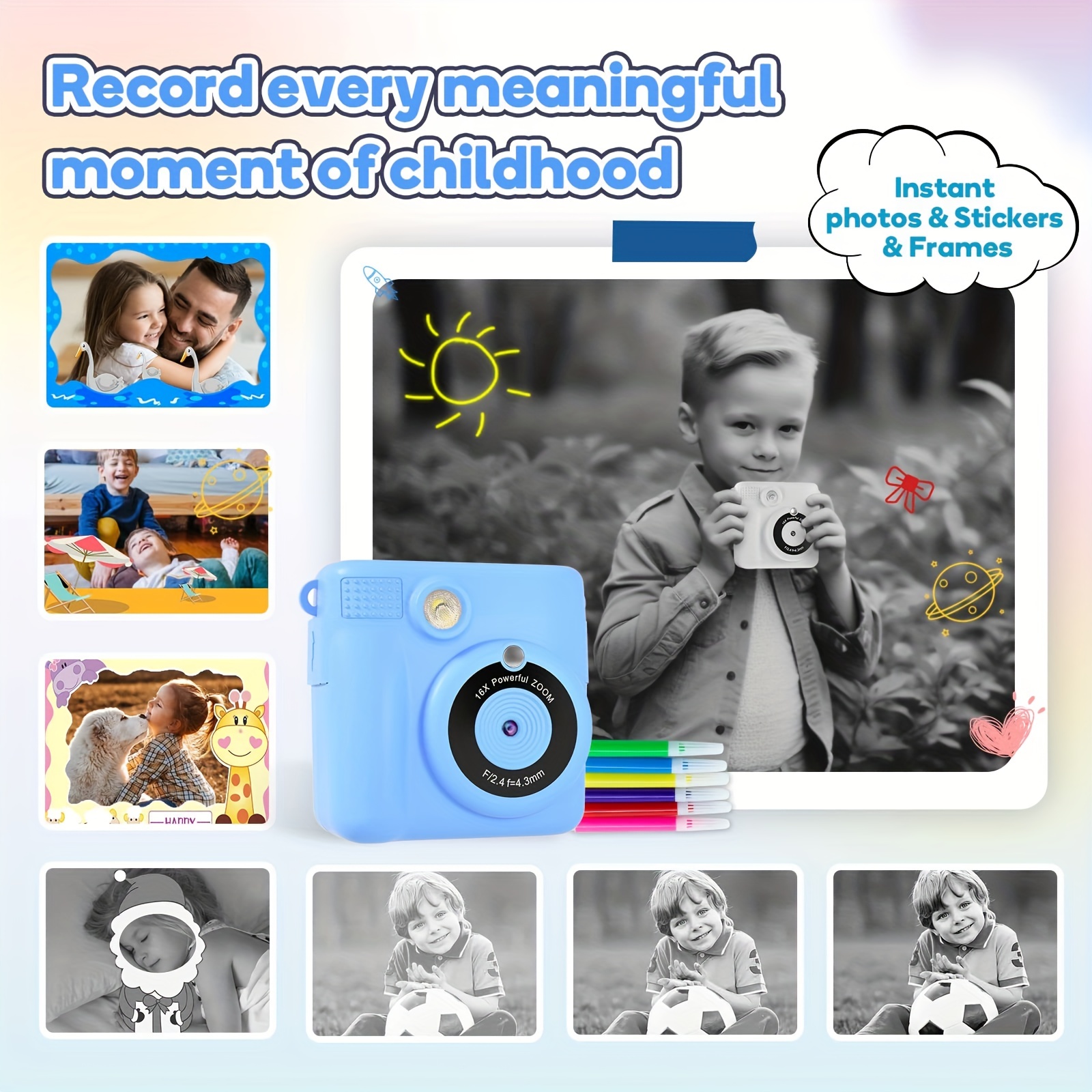 Camara Fotos Infantil Instantanea,GREENKINDER Camara Fotos Infantil,2.4 HD  1080P Cámara Instantánea para Niños con Tarjeta SD de 32GB,Bolígrafos de  Colores y Papel de Impresión,Regalos Juguete : : Electrónica