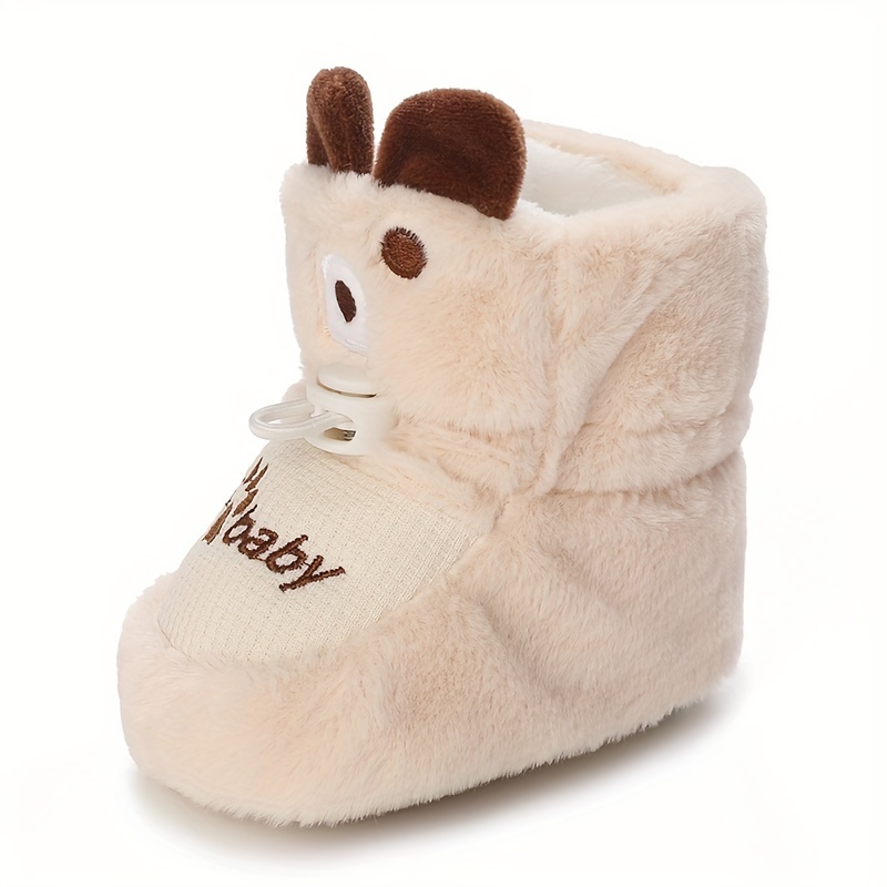 Newborn Baby Shoes for 0-1 Years Old, Cute Cartoon Winter Booties with Lining and Soft Sole - Warm Snowlander Walking & Casual Footwear