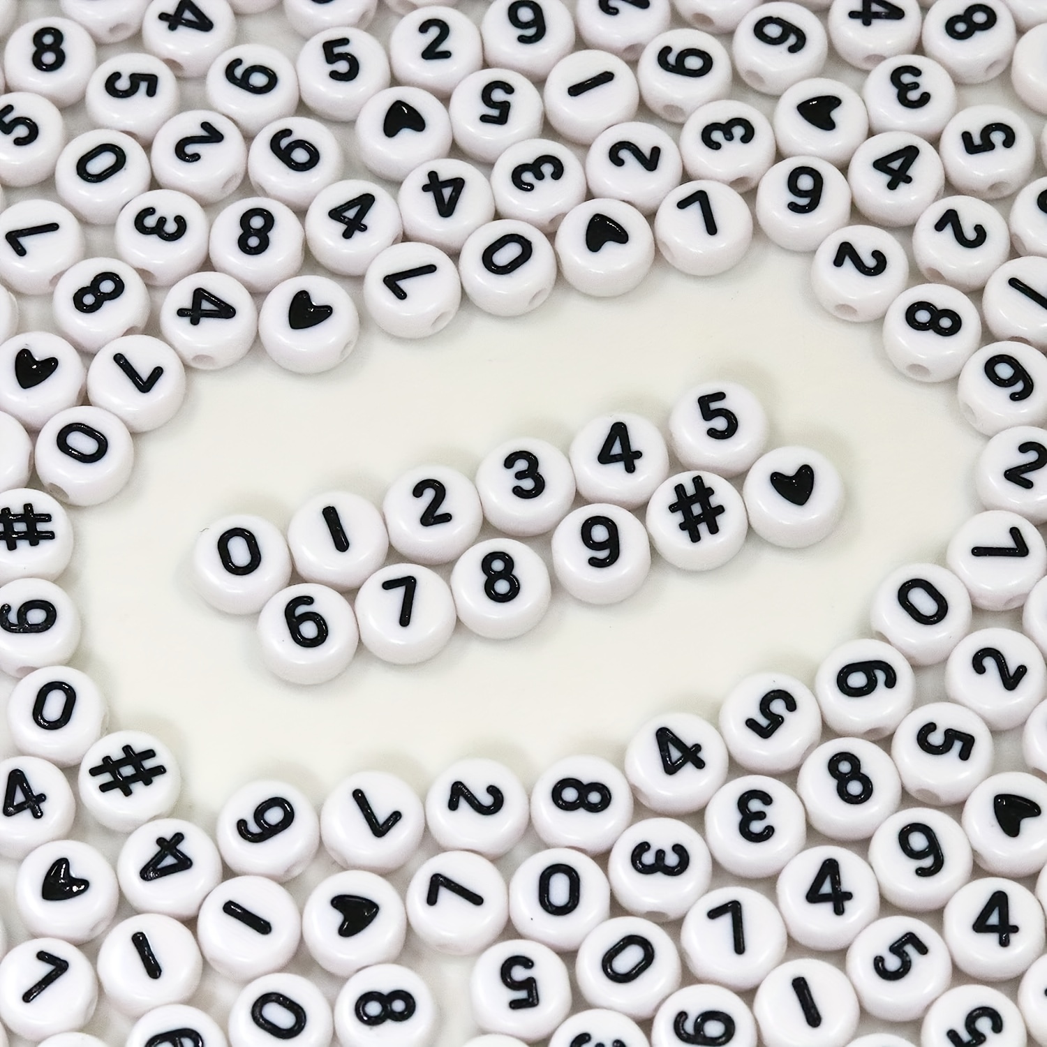 500Pcs White Number Beads Acrylic Bracelet Beads DIY Craft Number