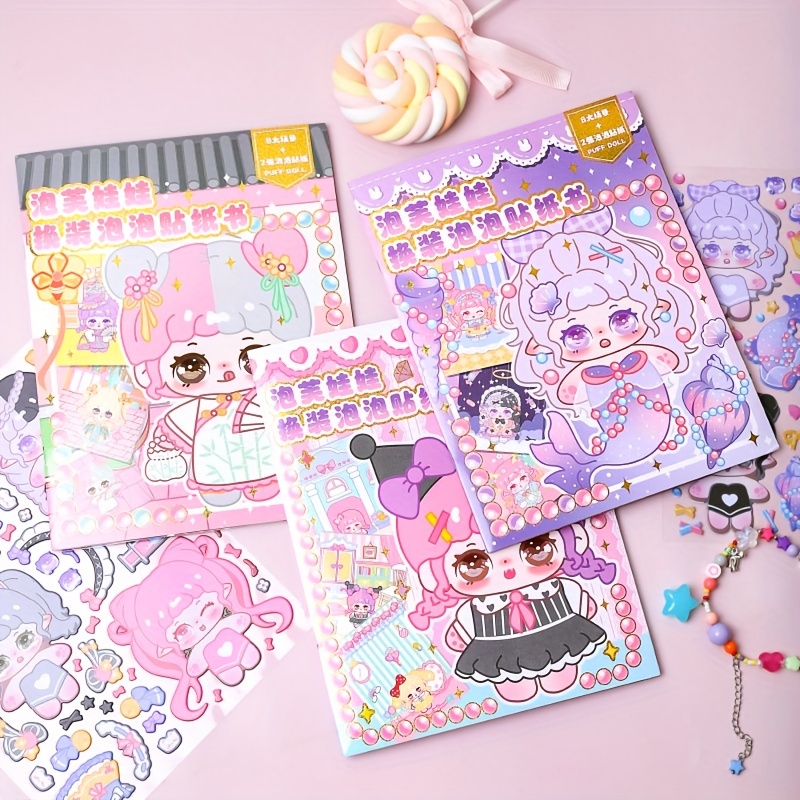 Puff Doll Diy Dressing Show Foam Stickers Cute - Temu