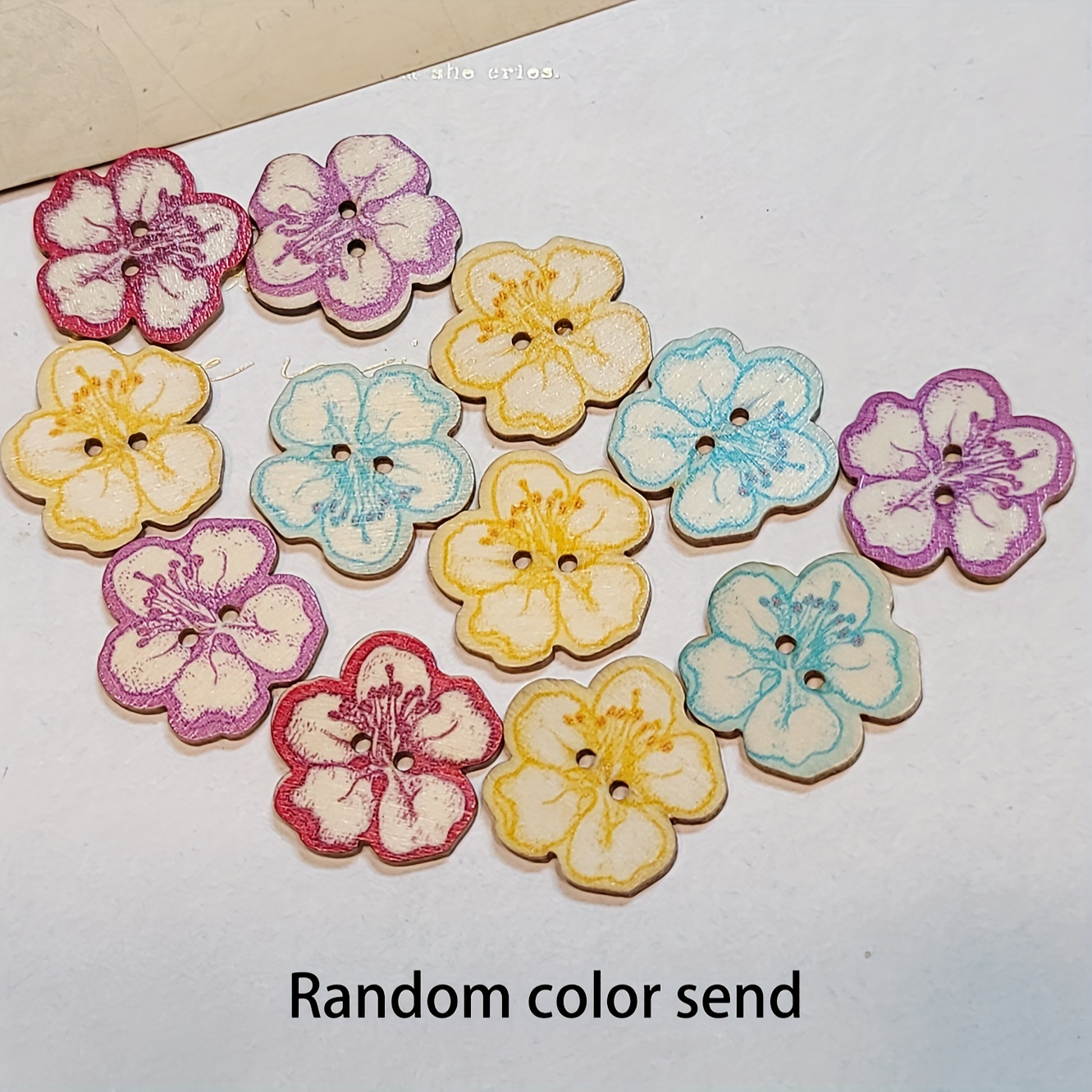 Boho Mixed Random Buttons Painted Flower Painting Round - Temu