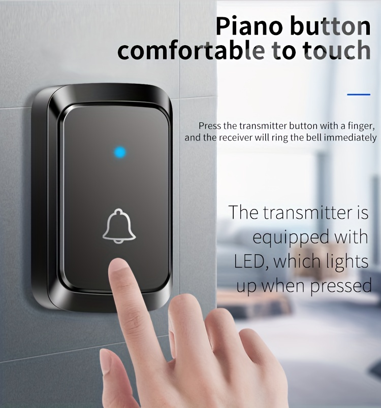 Timbre sin varillas para el Hogar, Alcance de hasta 1000 Pies – 60 Melodías Seleccionables – 5 Niveles Ajustables de Volumen, 110dB Modo Silencioso con Flash LED para Puertas y Ventanas, Enchufe US, Timbres para Casa, Campanilla Sin Cable para Salón Clase, Notificación inalámbrica, Sonería Moderna Diseño Elegante Transmisión Fiable Construcción Duradera Chime sin cuerdas Para Arrendatarios Propietarios