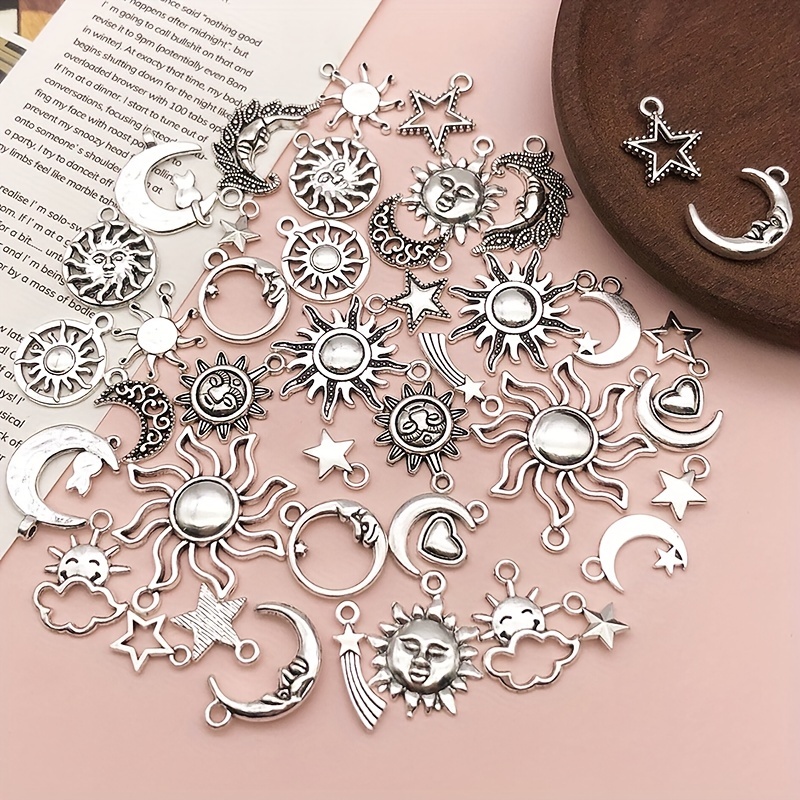 6pcs/Set Crescent Cat Filigree Charms, Stainless Steel Charms for DIY Jewelry  Making