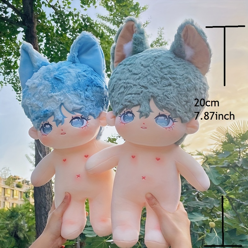 Plush Doll with Big Ears & Tail, Green, Optional Skeleton, Weak Magnet