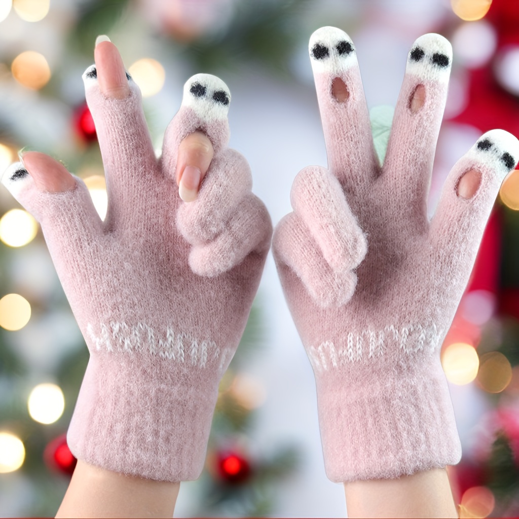 Wool Knitted Gloves Women's Winter Warm Full finger Gloves - Temu
