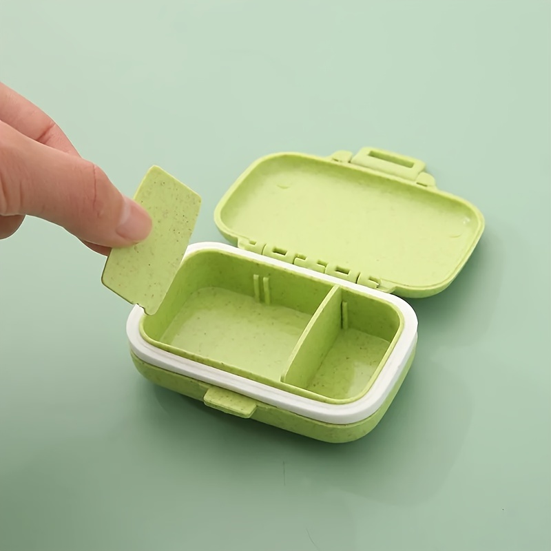 1pc Colorful Portable Mini Medicine Box - Moisture-Proof, 3-Compartment Rectangular Organizer for AM/PM Pills, Compact & Easy to Carry
