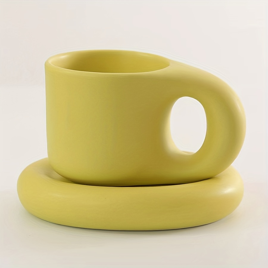 Ceramic Coffee Mug With Fat Handle Dishwasher And Microwave - Temu