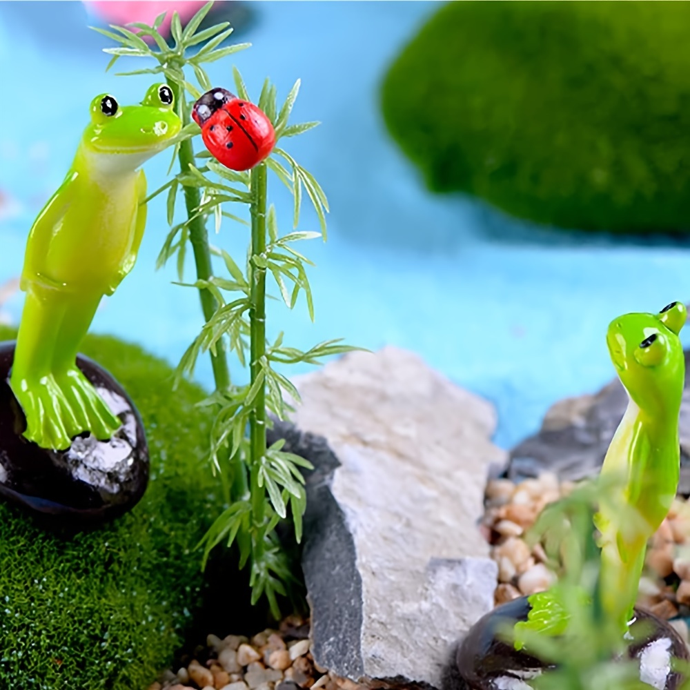 6 Pcs Resin Mini Frogs Cute Frog Miniature Figurines Animals Model Fairy  Garden Miniature Moss Landscape DIY Crafts Ornament Accessories for Home
