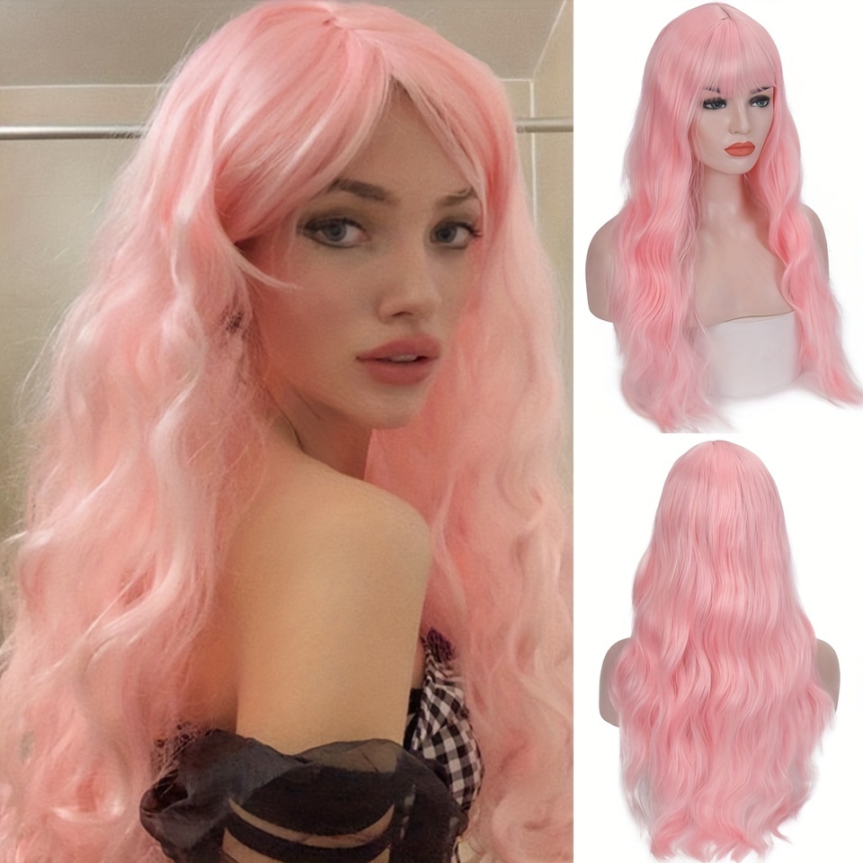 Heat Resistant Body Wave Hair Wig With Bangs For Women - Temu