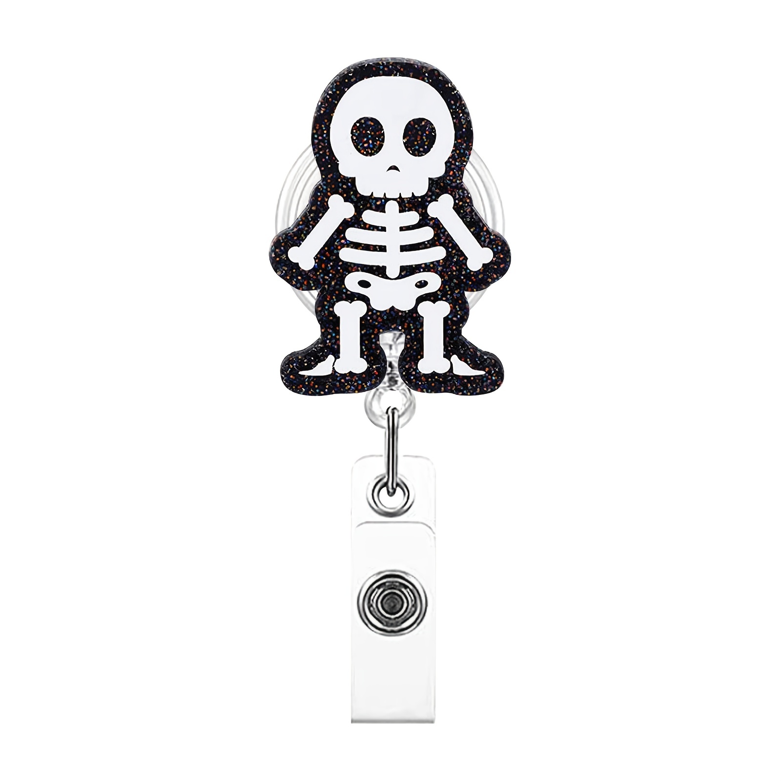 Skeleton Cat Badge Reel Clip Adorable Acrylic Badge Holder - Temu