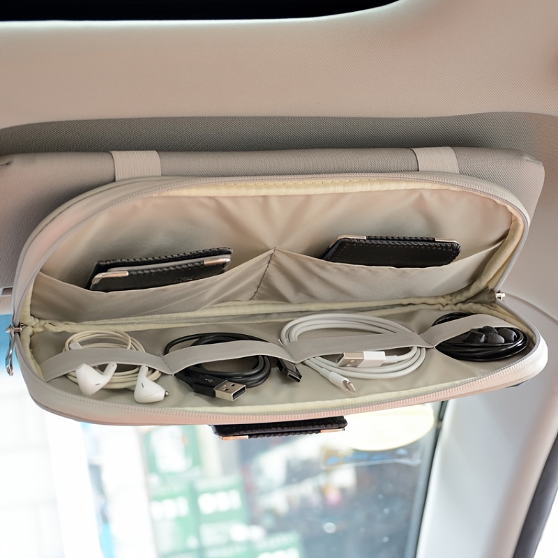 Car Sun Visor Organizer Auto Car Visor Pocket Interior - Temu