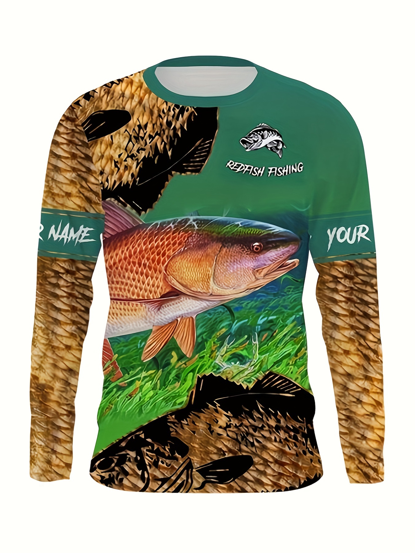 Fish Print Long Sleeve Fishing Shirts & Pants For Men, 2pieces Novelty Pjs  Tops Pullovers Tops & Trousers Set, Men's Trendy Clothing
