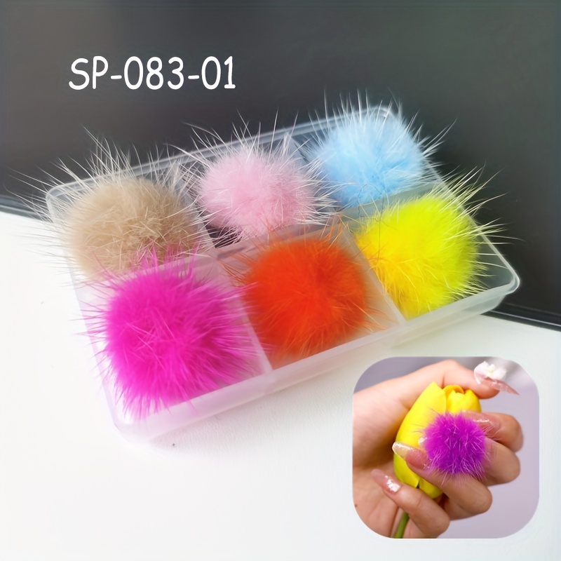 3d Nail Charms Magnetic Fluffy Balls Nail Art Charms For - Temu