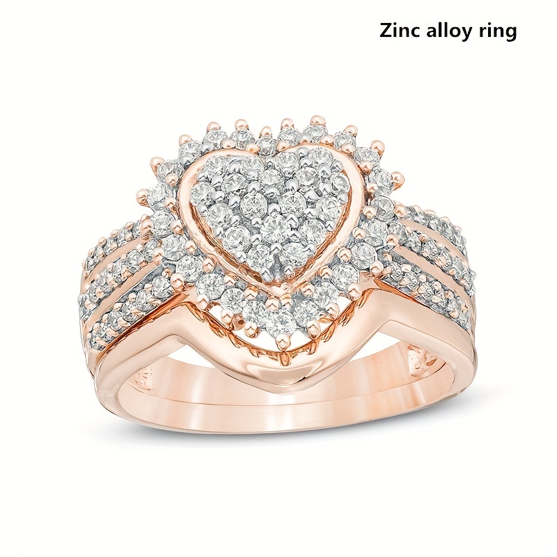 Men's Stainless Steel Rhinestone Heart Ring