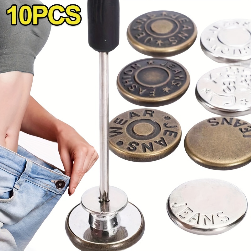  8PCS Button Pin for Jeans, Perfect Fit Adjustable Replacement  Jean Button, No Sew No Tool Instant Detachable Metal Button to Extend or  Reduce Any Pants Waist, Removable & Reusable, Simple Installation 