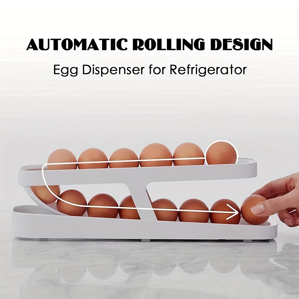 Scatola porta uova, grande contenitore per uova a 3 strati, per 48 uova,  cassetto automatico per uova a rotolamento, vassoio impilabile salvaspazio  da cucina per frigorifero e cucina piano di lavoro 