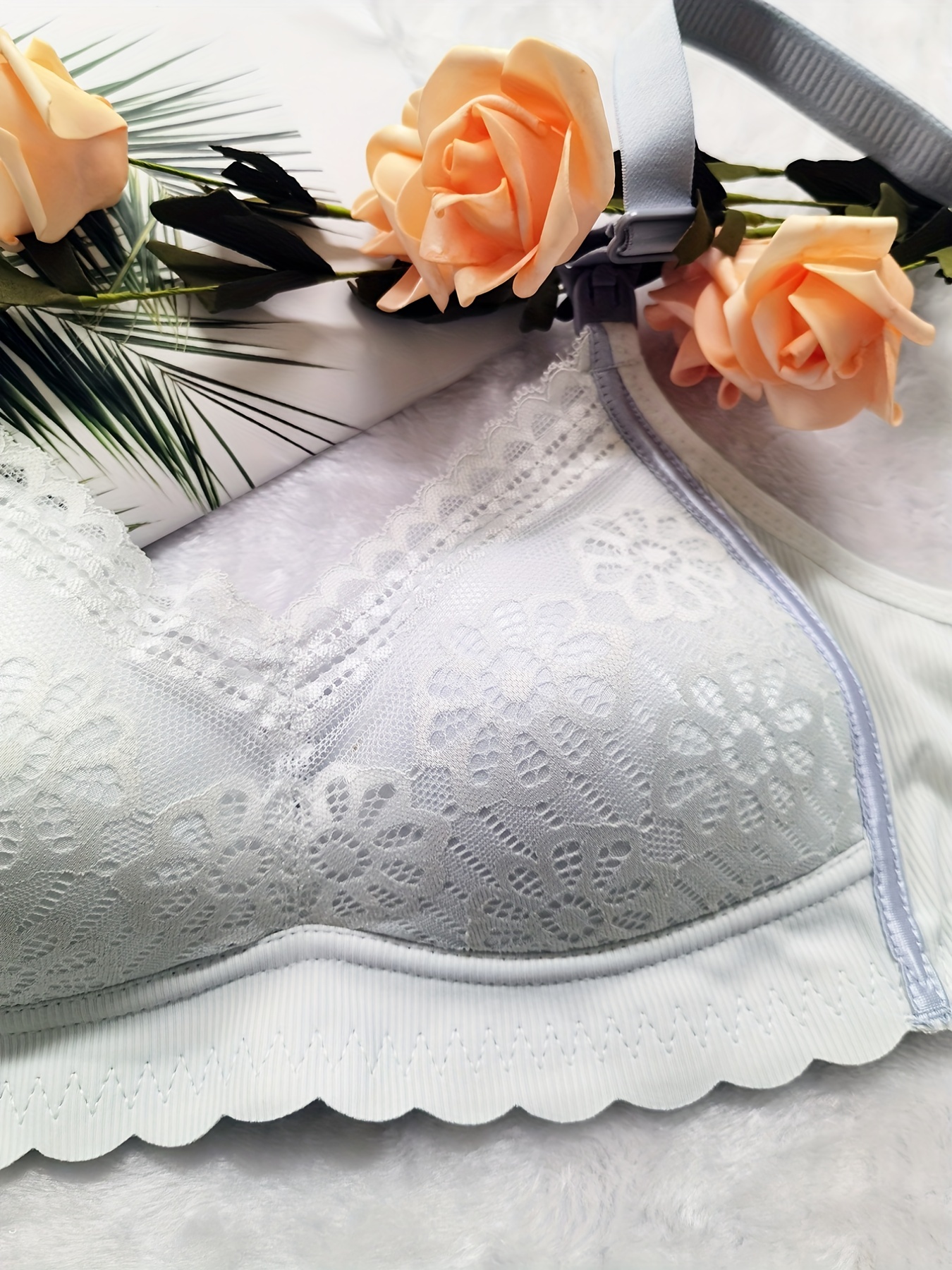 Women's Maternity Elegant Lace Brim Bra Soft Comfortable - Temu Australia