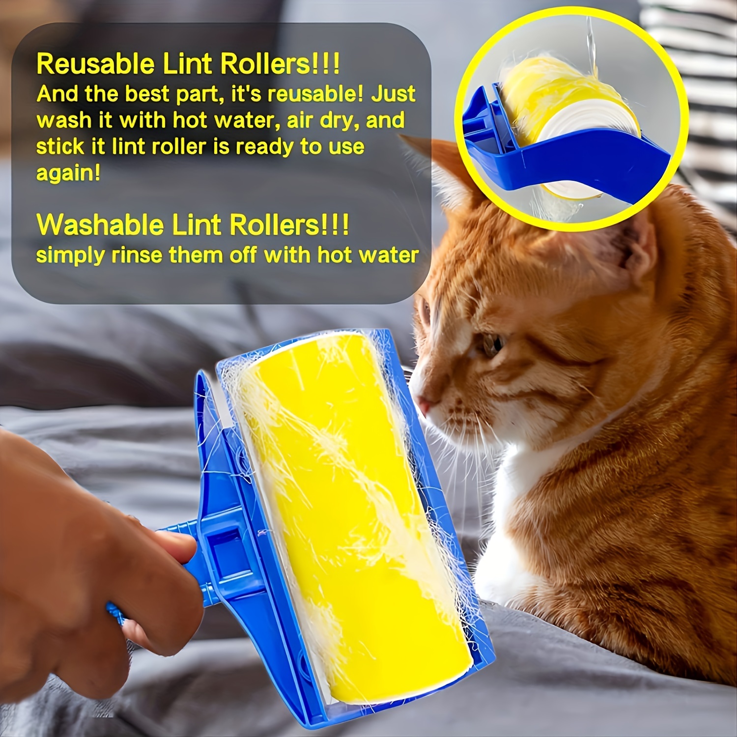 Washable Lint Roller Pet Hair Remover Roller Ball Reusable - Temu