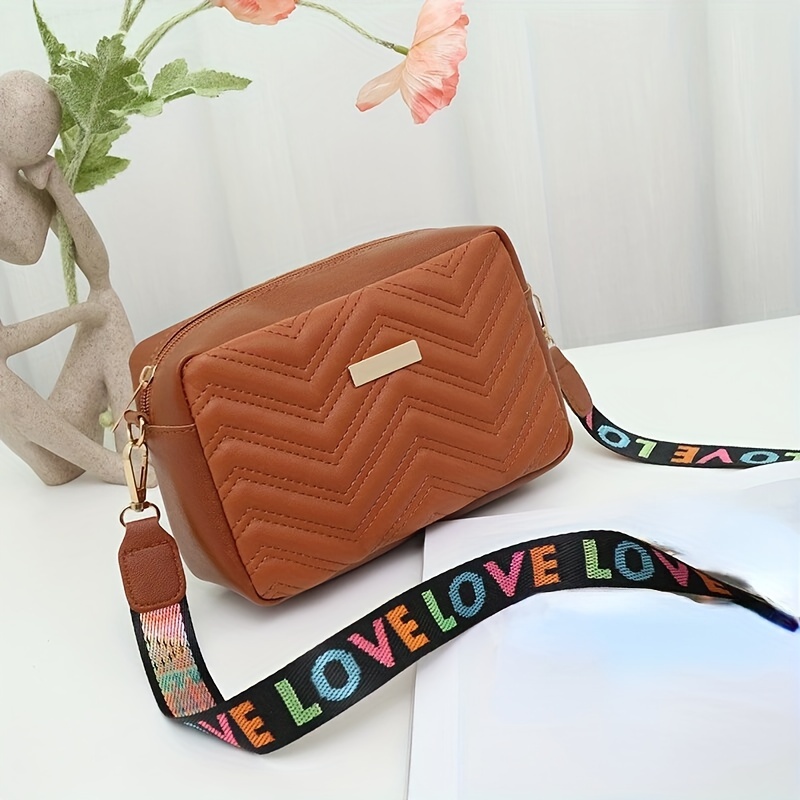 Chevron Quilted Square Shoulder Bag, Trendy Faux Leather Flap Purse,  Women's Chain Crossbody Bag (7.5*5.1*3.2) Inch - Temu